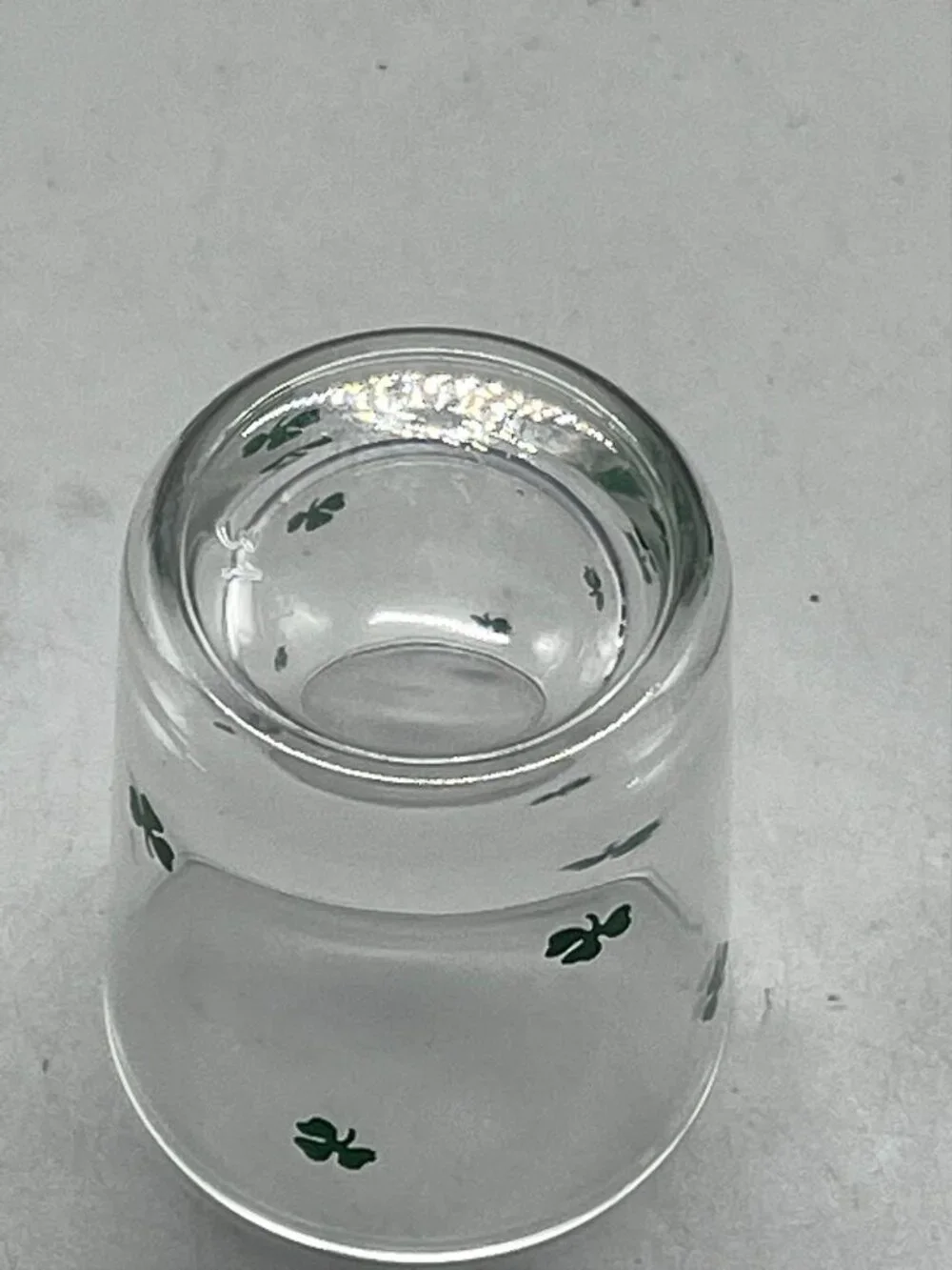 clover shot glass collectable clear with green clovers 2